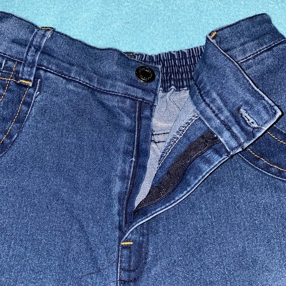 ABB denim blue jeans distressed fade elastic waistband button zipper fly size 10 - Picture 3 of 11